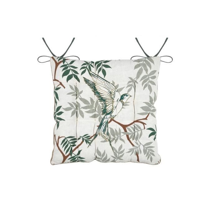 Assise De Chaise - Botanys - 38 X 38 Cm - Matelassée - Vert - Design Contemporain