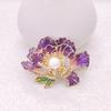 Stylish Women's Peony Brooch Pin in Vibranting Color with Pearls Accent Portable for Parties Supplies and Formal Event