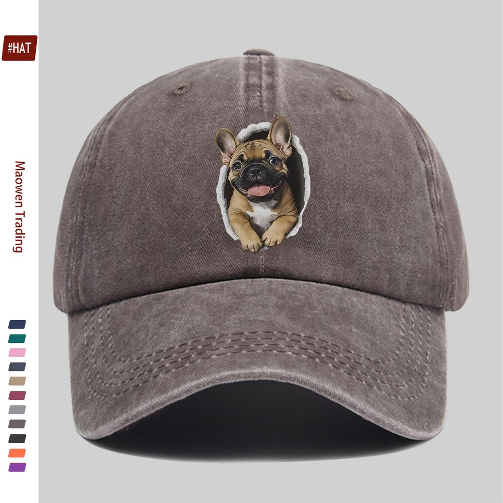 Pc Fashion Puppy Wall Hole Print Baseball Cap Casual Design Decor Hat for Pet Lovers Comfortable Lightweight Sun Hat with Adj