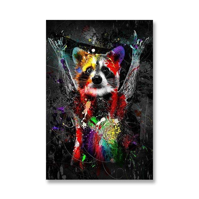 Buntes Löwen-Ölgemälde auf Leinwand, Druckgrafik, abstrakte Tierwandkunst, Poster und Druckgrafik