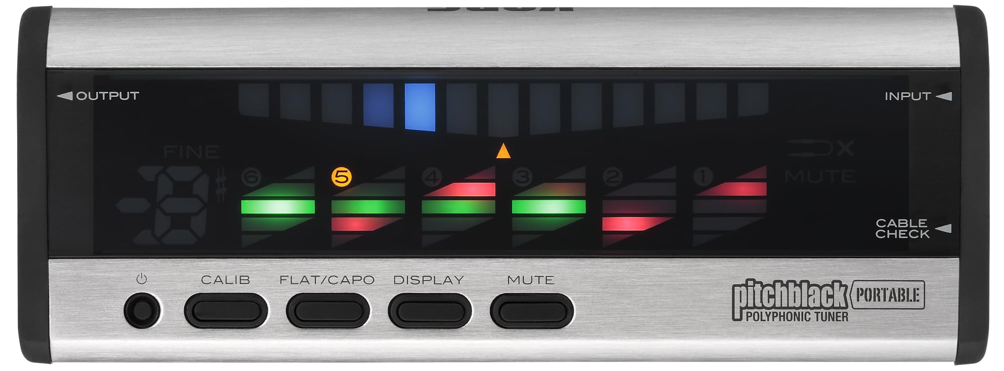 KORG pitchblack PORTABLE Полифонический тюнер для гитары/баса, серебристый алюминиевый PB-04-SI,