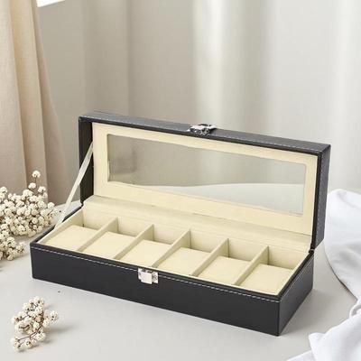 Luxury Leather Multi-Position Watch Display Box with Transparent Window