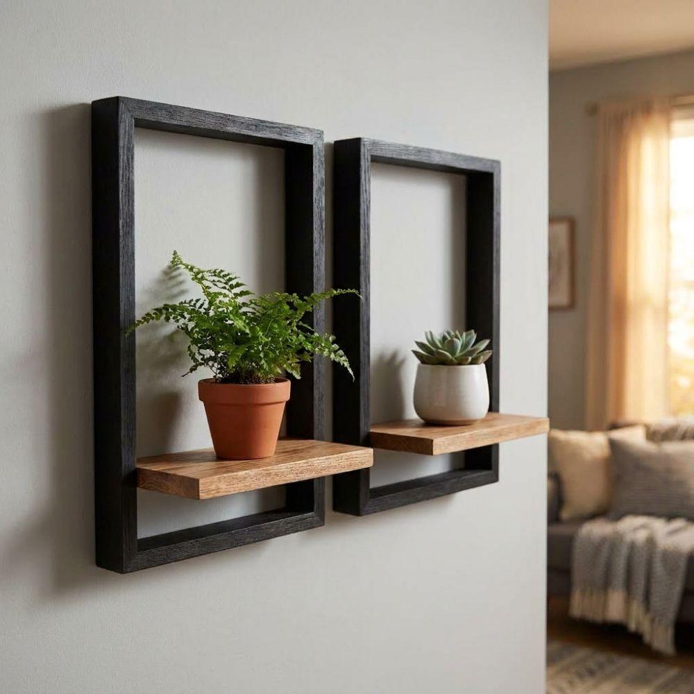 Wooden Wall Plant Shelf Strong Load-bearing Indoor Plant Stand Plant Display Rack Bedroom