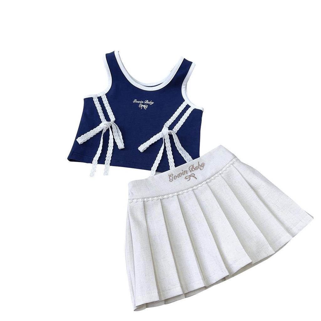 Stylisches & Süßes Sommer-Zweiteiler-Set für Mädchen: Modischer Plisseerock & Oberteil (EXB013)