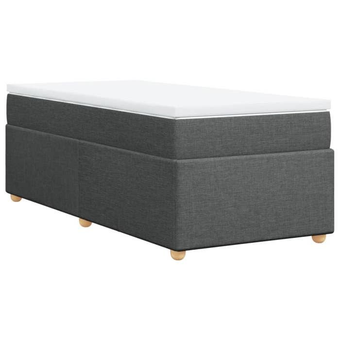 Maison Exclusive - Sommier à lattes de lit et matelas Gris foncé 90x190 cm Tissu
