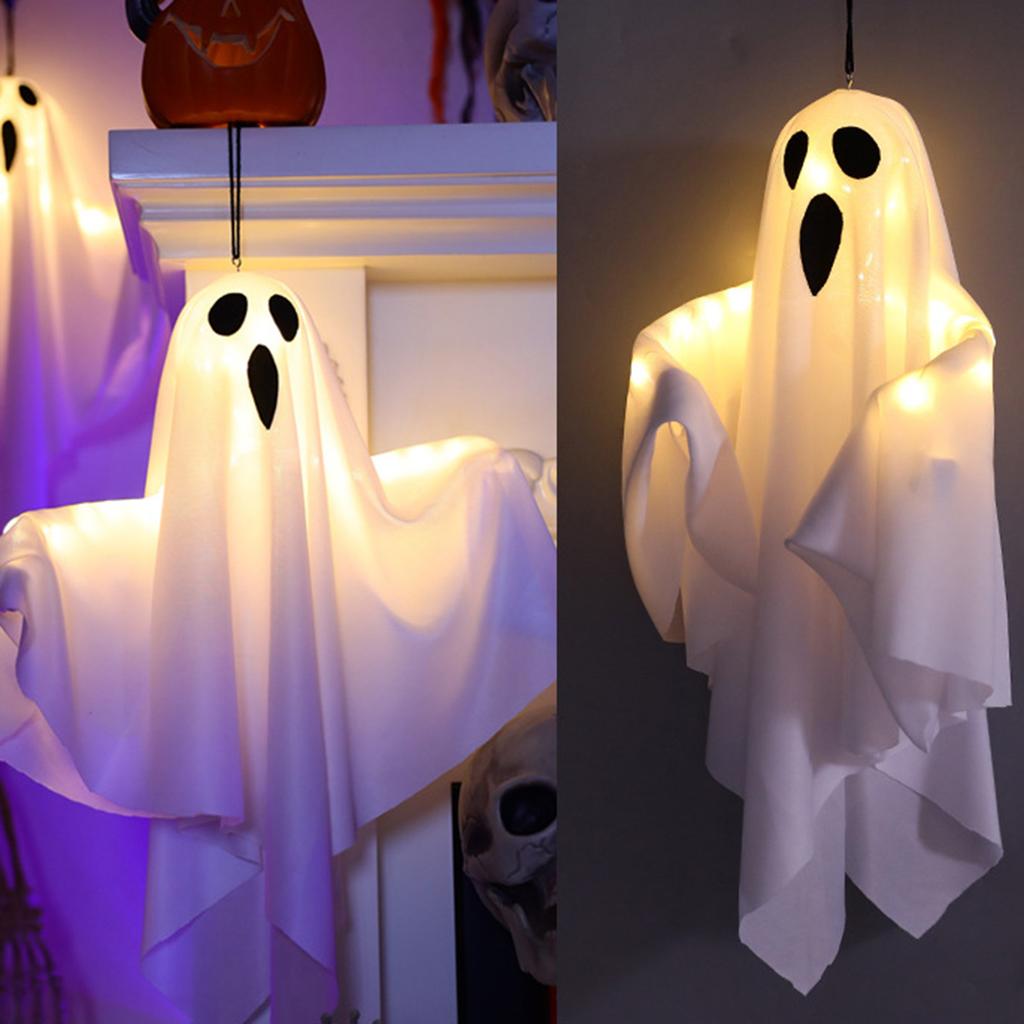 Halloween LED Ghost Lights Decorations Adjustable Hanging Spooky Decor for Halloween Party Home Outdoor Decoration