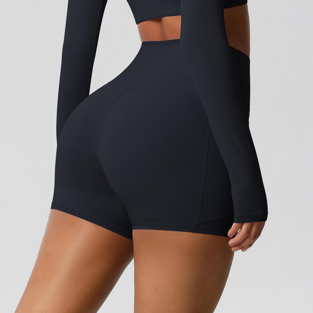European & American High Waist Elastic Yoga Shorts - Women's Fitness & Running Pants