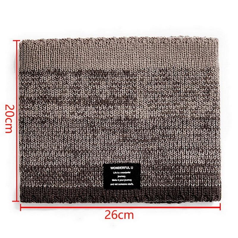 Winter Scarf Fleece Lined Warm Knitted Scarf Windproof Thick Circle Loop Scarves Breathable Bandana Skin-Friendly Solid Scarf