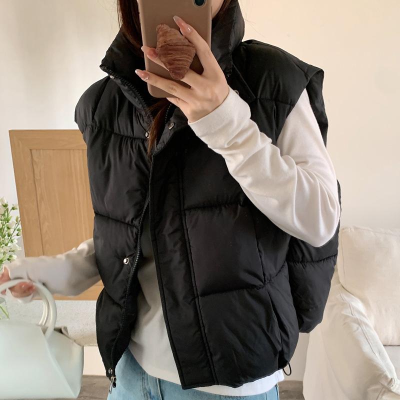 Fashion Winter Women Vests Stand Collar Thick Warm Sleeveless Parka Woman Loose Short Outerwear