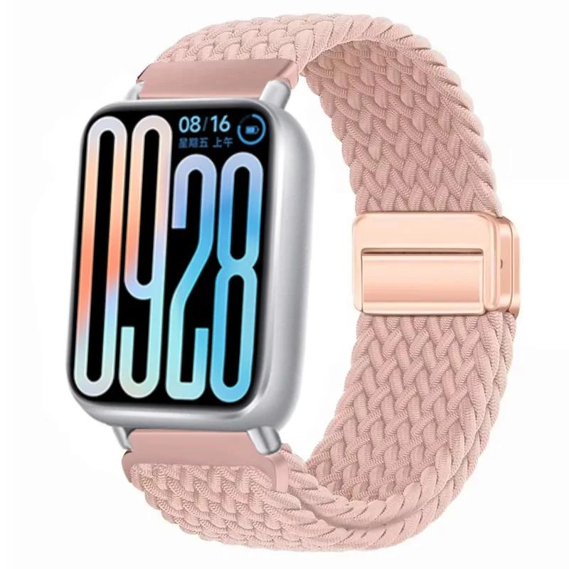 Nylon Strap for Xiaomi Band 8 Pro/9 Pro Braided Loop Magnetic Buckle Breathable Adjustable Wristband for Redmi Watch 6/5/4 Belt