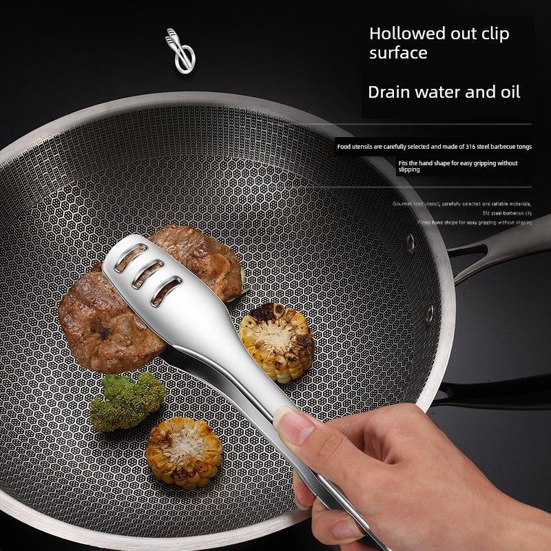 Steel Tongs, Food Tongs, Kitchen Anti-Scald Tongs, Barbecue Tongs, Special Tongs for Grilling Steak, Small Tongs, Barbecue Tongs for Vegetables