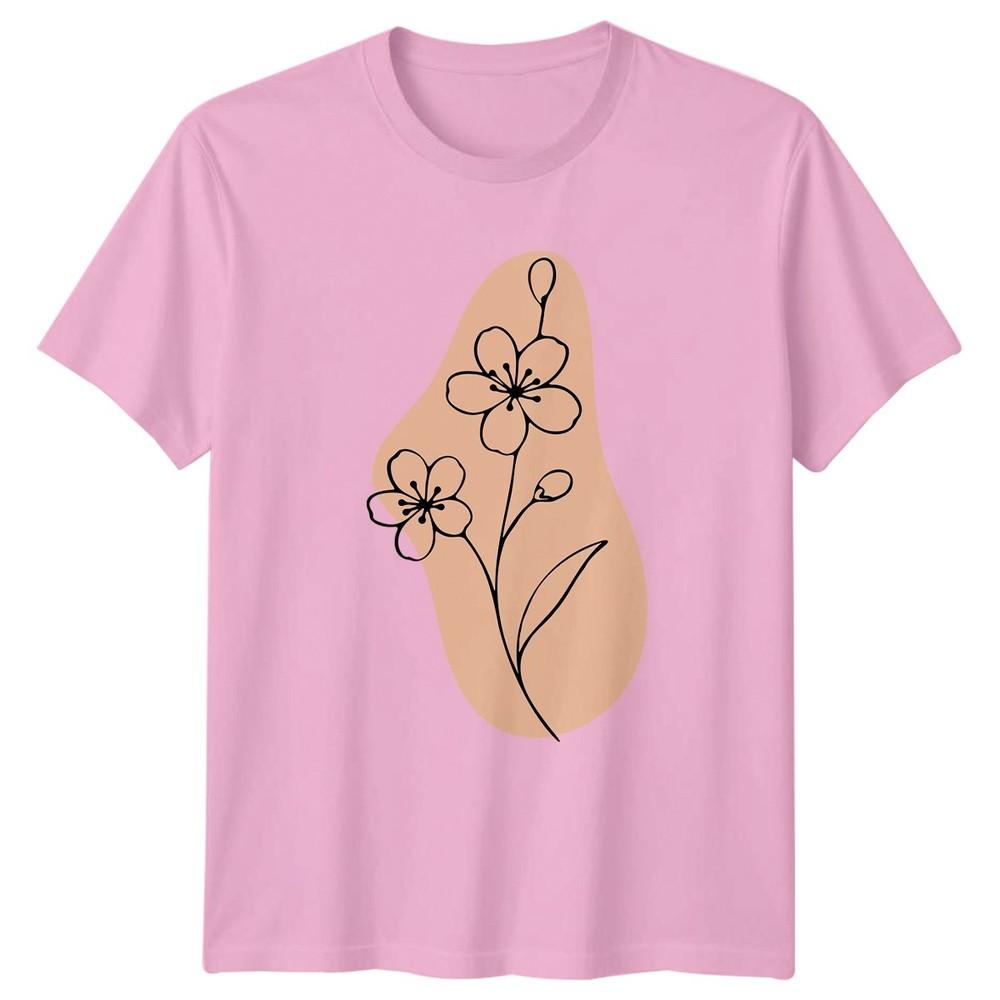 Minimalist Line Art Floral Bloom TShirt Botanical Illustration Nature Birthday