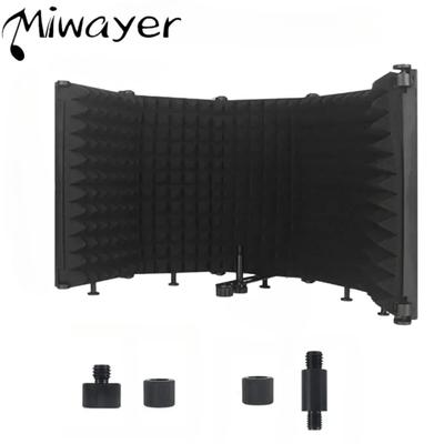 Miwayer Verstellbares 3/5-Panel Mikrofon-Isolationsschild Faltbarer Studio-Aufnahme-Mikrofonfilter Mikrofon-Schwamm Schalldämmendes Schild