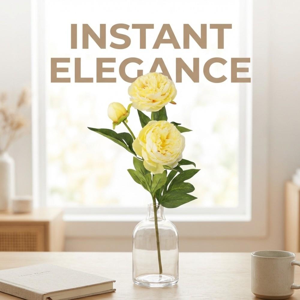 Real Touch Artificial Peony Flower 3 Heads Cotton Rose Fake Flower  Wedding Party