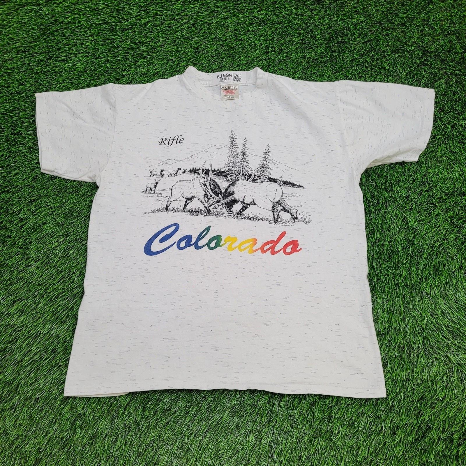 Vintage 1989 Rainbow Colorado Bulk Elk Wildlife Art Shirt Large 22x26 USA S
