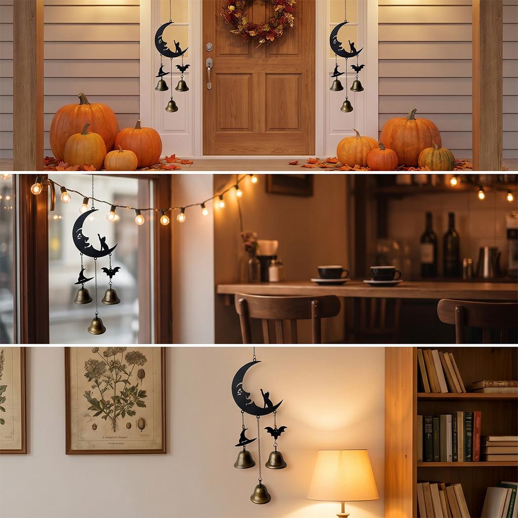 Halloween Bell Ornament with Witch Pendant for Home Decor