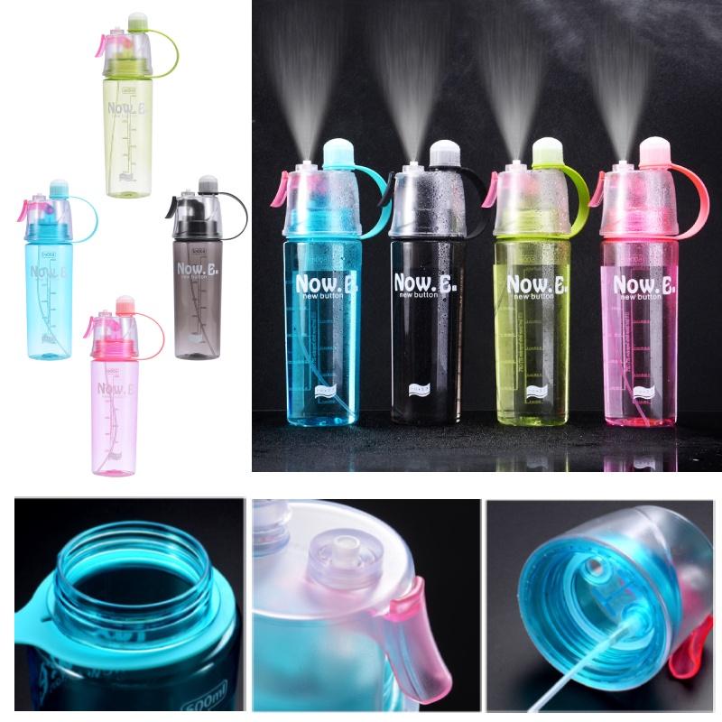 Creative Cartoon Spray Water Bottle For Outdoor Sports, Portable With Lid, Plastic Cup For Summer Hydration And Cooling, 600ml Capacity
