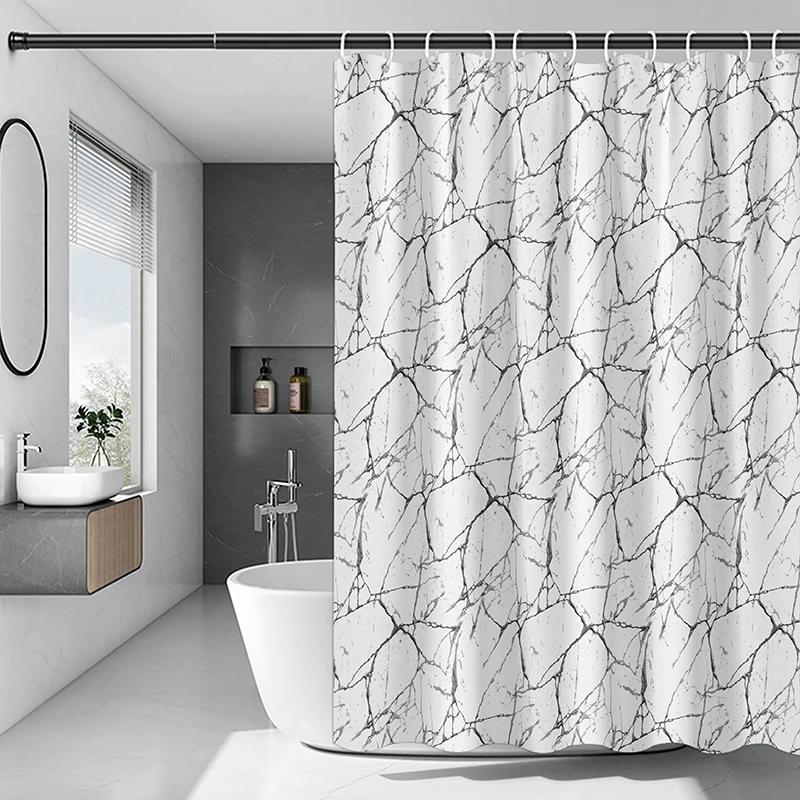 

Серая шторка для душа с геометрическим рисунком - водостойкая и легко чистится, добавляет современный штрих в декор вашей ванной комнаты W90XH180cm