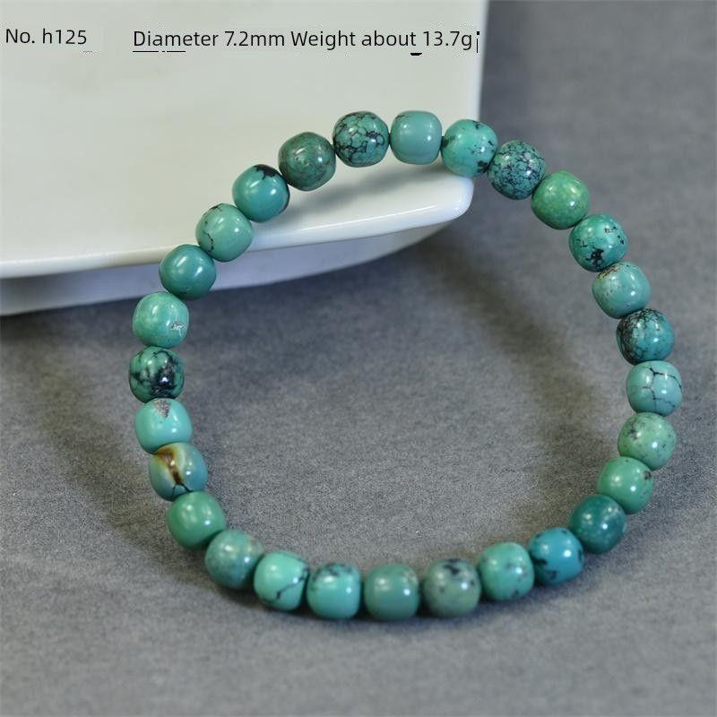 

Браслет из натуральной бирюзы из необработанной руды, браслет из высокофарфорового необработанного камня, неоптимизированные круглые бусины, ремесленное украшение, мужской и женский, верность No. h125