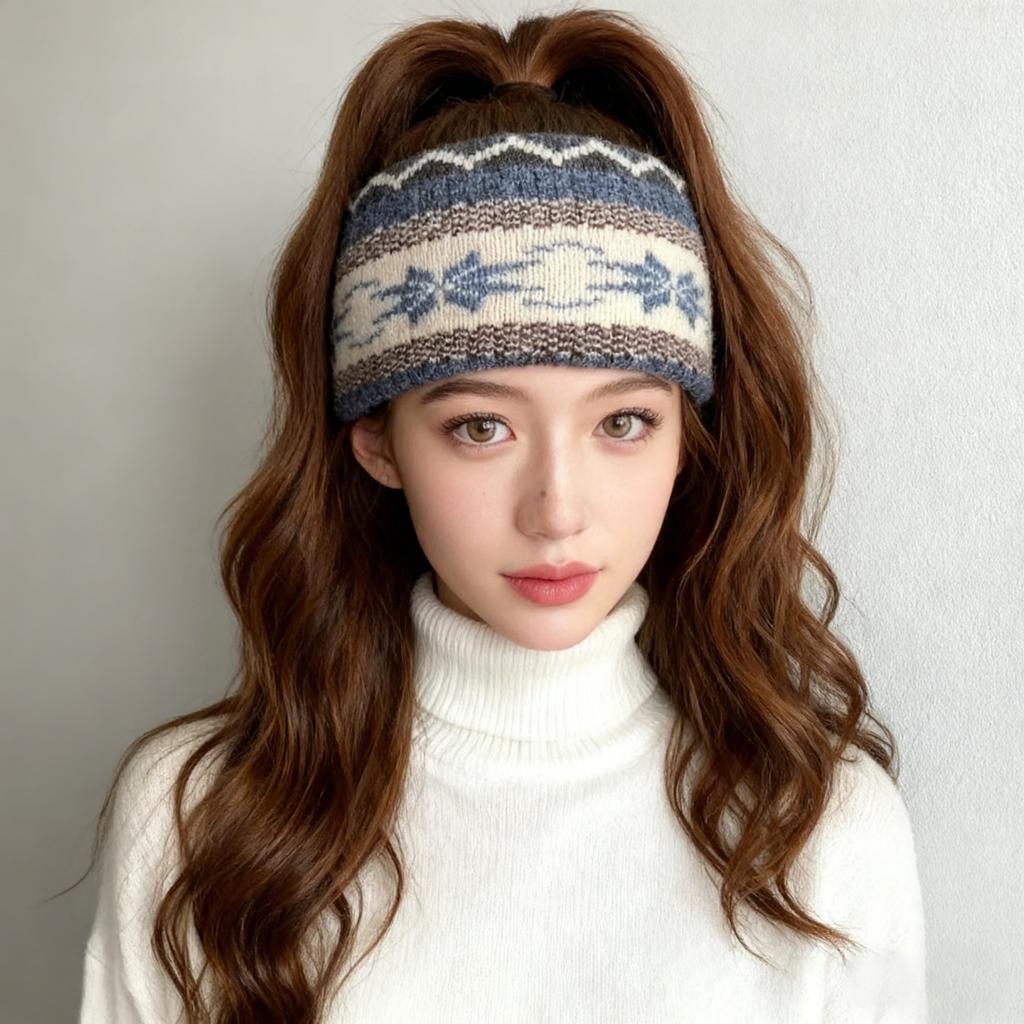 Maillard Knitted Headband Wide Edge Women's Autumn and Winter Warm Forehead Headdress Headband Headband Wool Headscarf