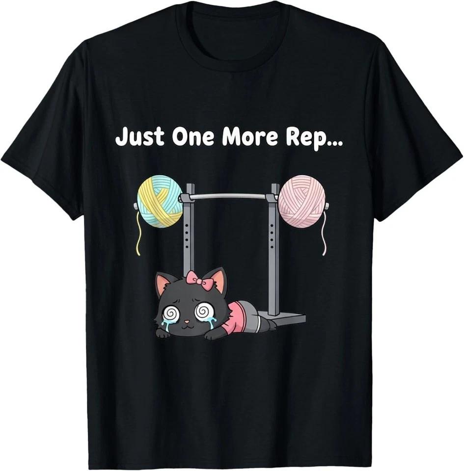 Just One More Rep Funny Female Cat Squat Workout Chibi T-Shirt M
