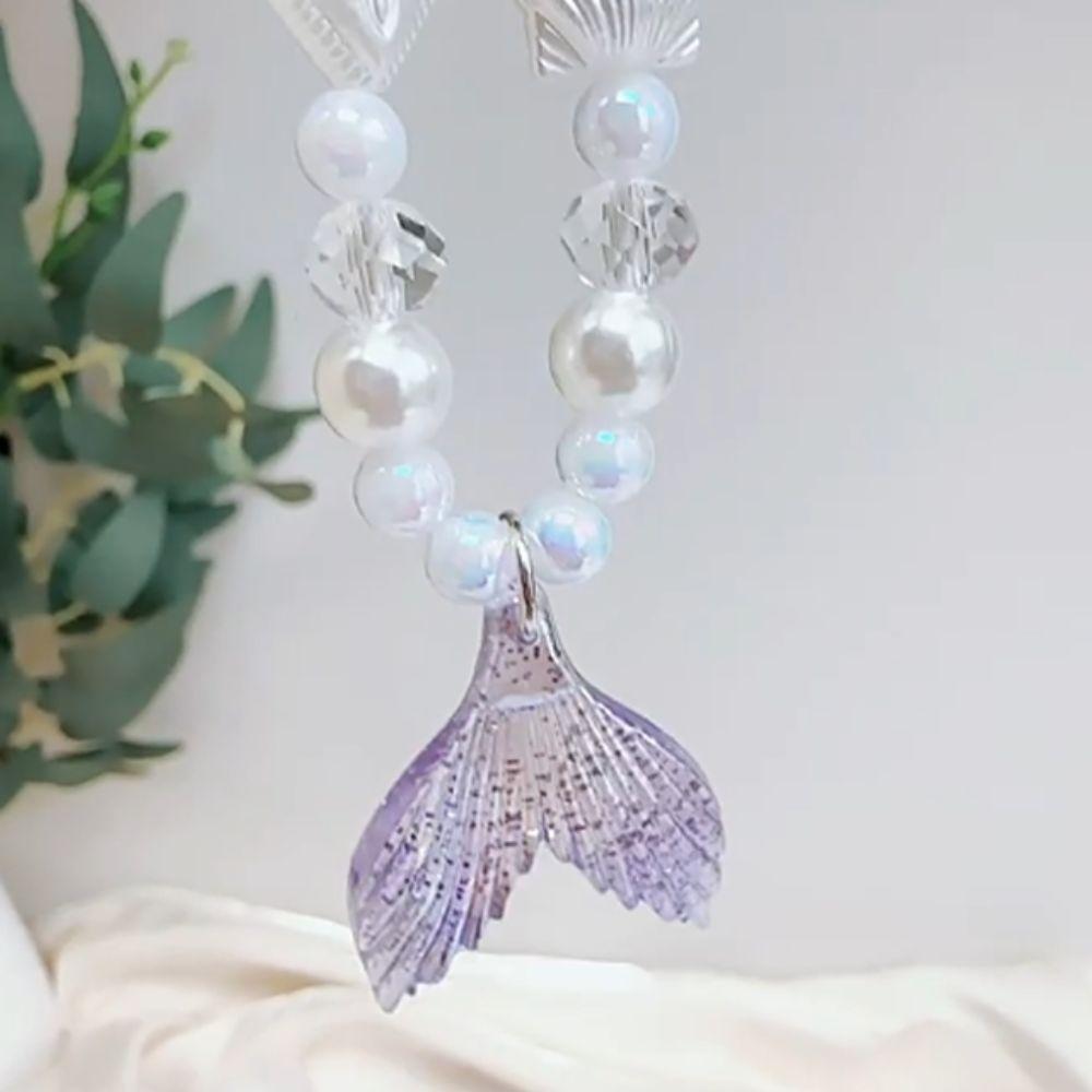 Pearl Bead Phone Chain Fish Tail Cell Phone Strap Mobile Phone Lanyard  Woman Girl