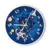 8 Inch Silent Wall Clock PP Battery Operated Kids Wall Clock Space Theme Decor for Home Living Room Bedroom Round