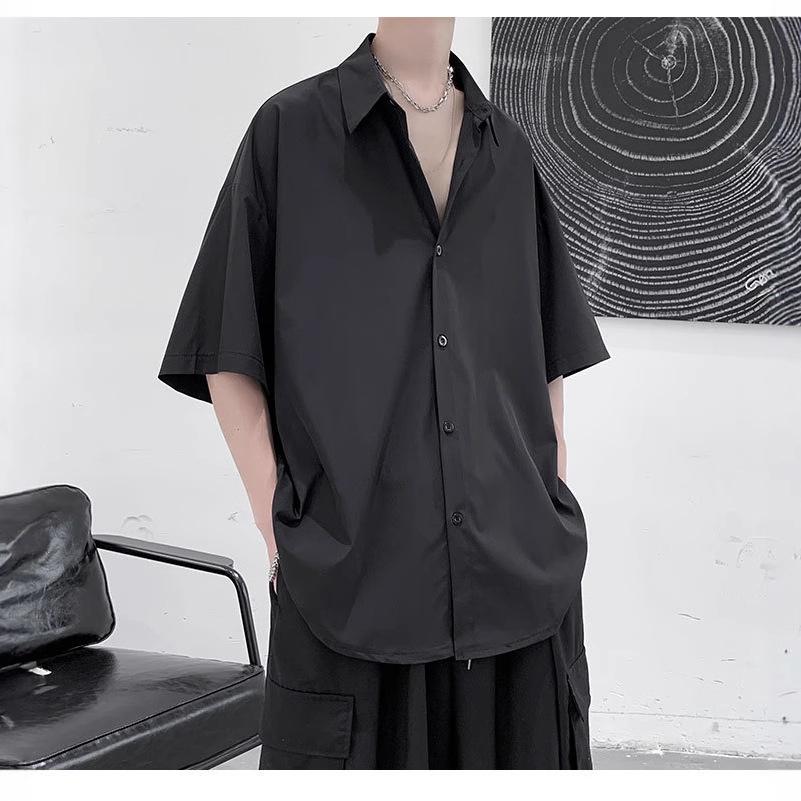 Men's Summer Ice Silk Short-Sleeve Shirt: Casual, Ascetic Style, High-End Feel
