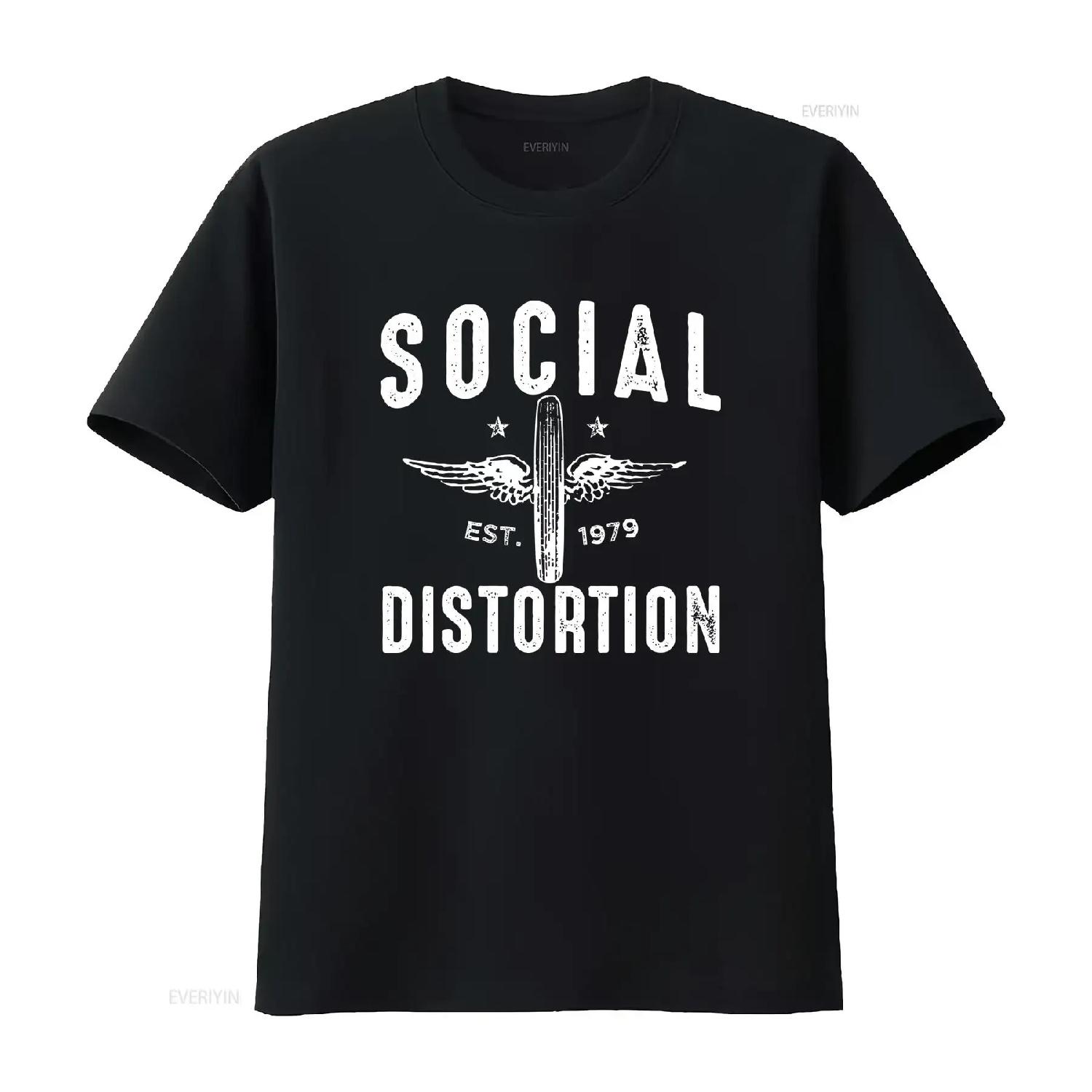 Social Distortion T shirt Winged Wheel vintage Washed fashion Slightly Unisex Versatile Casual designer clothes graphic S чёрный
