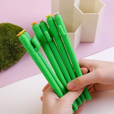 Return To School Season 10pcs 0.5mm Soft Glue Shape Single-arm Cactus Neutral Pen Plant Creative Signing Pen Stationery Supplies