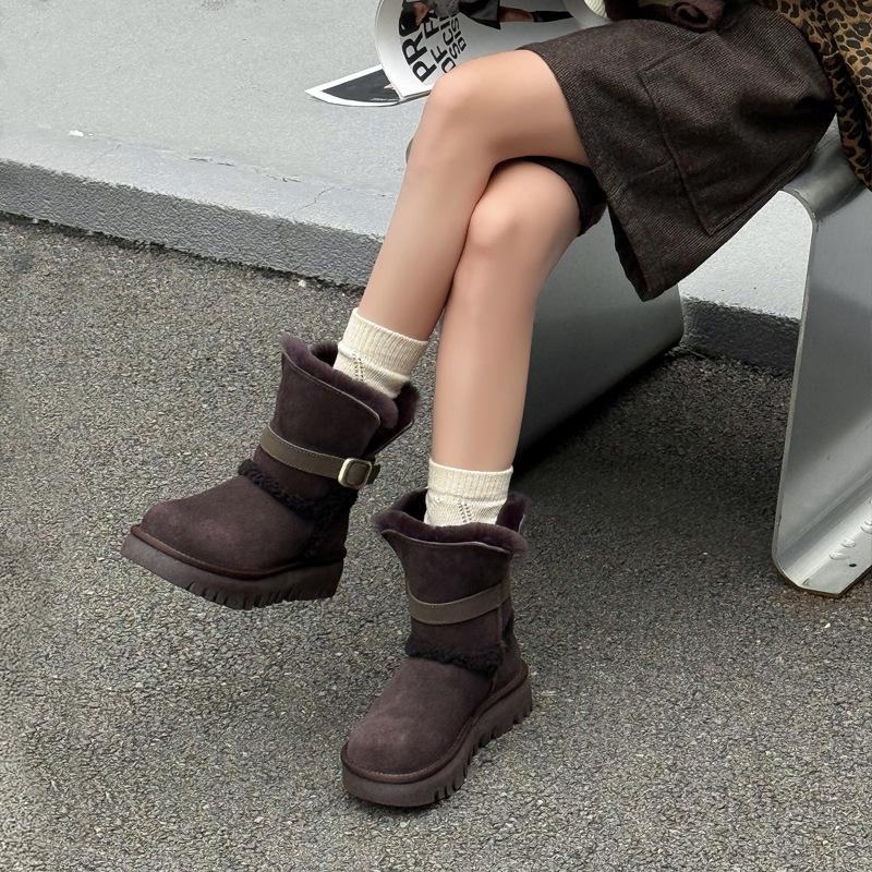 Grey Thick-soled Snow Boots for Women, Winter Two Wear Velvet Thickened Snow Cotton Shoes for Women, Long Tube