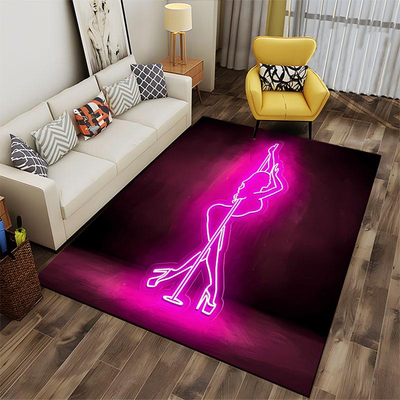 Neon Dance Silhouette Carpet suitable as a non-slip mat for the living room or bedroom sofa