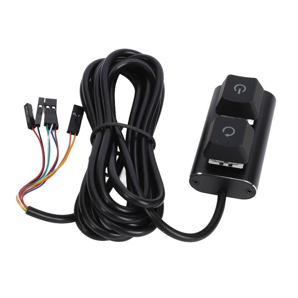 Desktop Computer Power Switch ON Off Reset PC External Power Supply Switch with 7 Color LED Lights 2m Cable