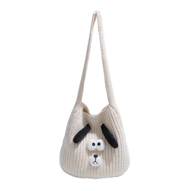 

2025 Stylish Knitted Dog Crossbody Bag - Large Capacity Autumn/Winter Shoulder Bag for Women белый