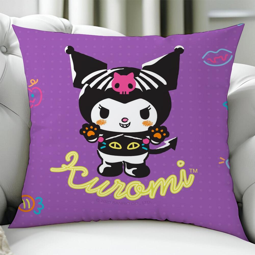 K-Kuromi Fashion Cushion Cover Birthday Anniversary Gifts Double Sided Printed Zipper Cushion Cover Soft Skin Bedding