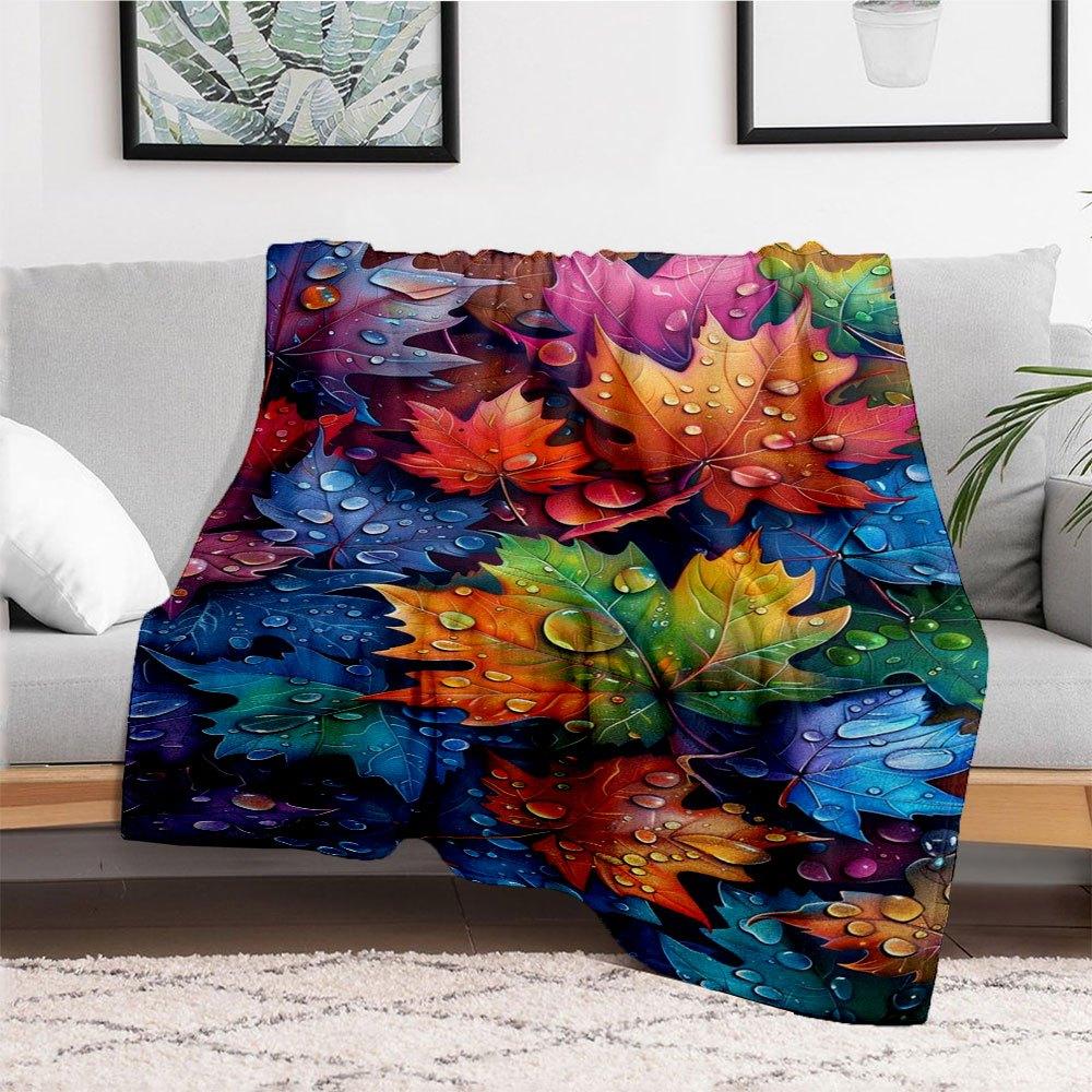 "Autumn Leaves Watercolor Wallpaper: Vibrant Fall Colors"Blanket Flannel Throw Blanket for Sofa, Bed, Travel, Camping, Office, Couch, Chair,