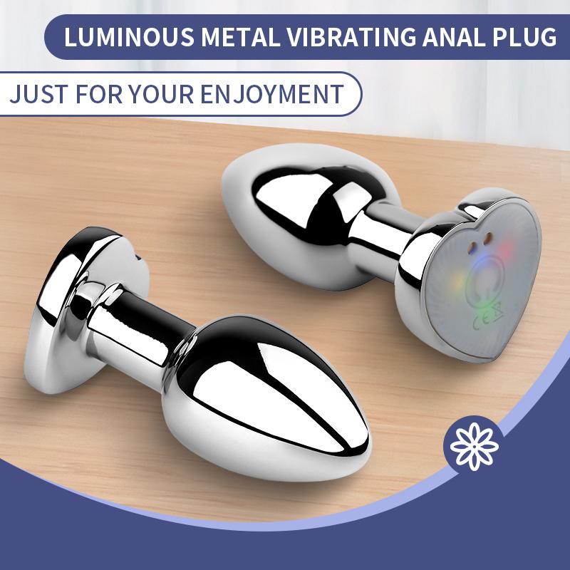 Vibrating Remote Heart-Shaped App Control Man and Woman Metal Anal Plug Adult Luminous Electric Anal Dildo Couple Intimate Toys