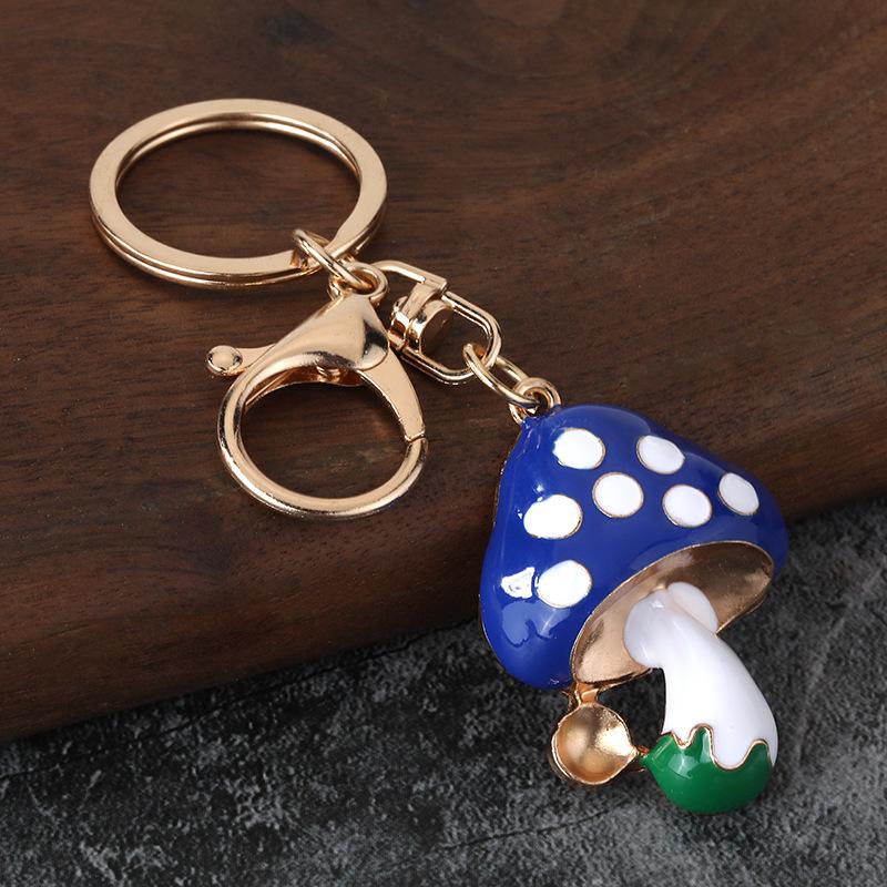 Colorful Enamel Mushroom Keychain Cute Cartoon Charm Key Ring For Bag Decoration Gift