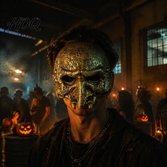 Masque Style Gothique Décoratif Effrayant Halloween Vampire Crâne Masque Horreur Demi-Visage Unique Jeu de Rôle Port pour Fête Masquée Costume Cosplay