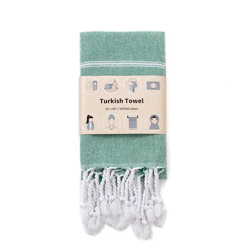 European Style Cotton Kitchen Towel Set: Quick-drying, Striped Tea Towels, Rectangular Tablecloth with Tassels.