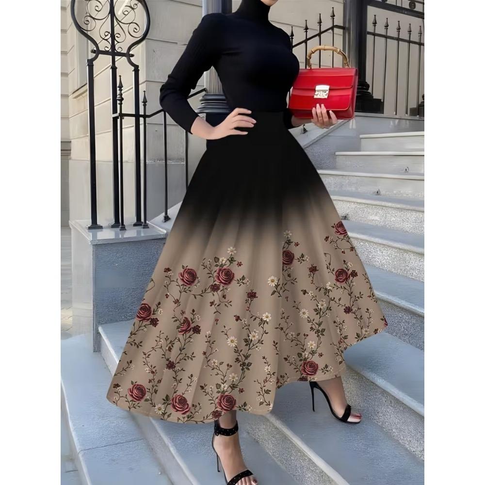 Printed Design Four Seasons Leisure Style Geometric Abstract Design Printed Half Skirt