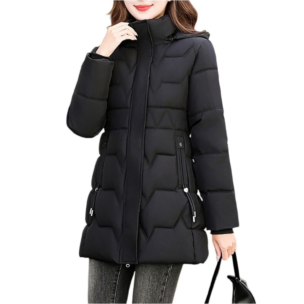 Women's Hooded Coat Ladies Winter Cotton Coat Thickened Warm Jacket