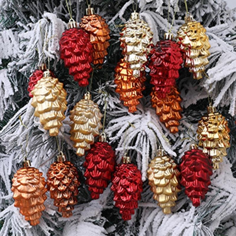 2Pieces Shimmering Pinecone Holiday Decorations Not Traditional Design Christmas Hanging Ornaments