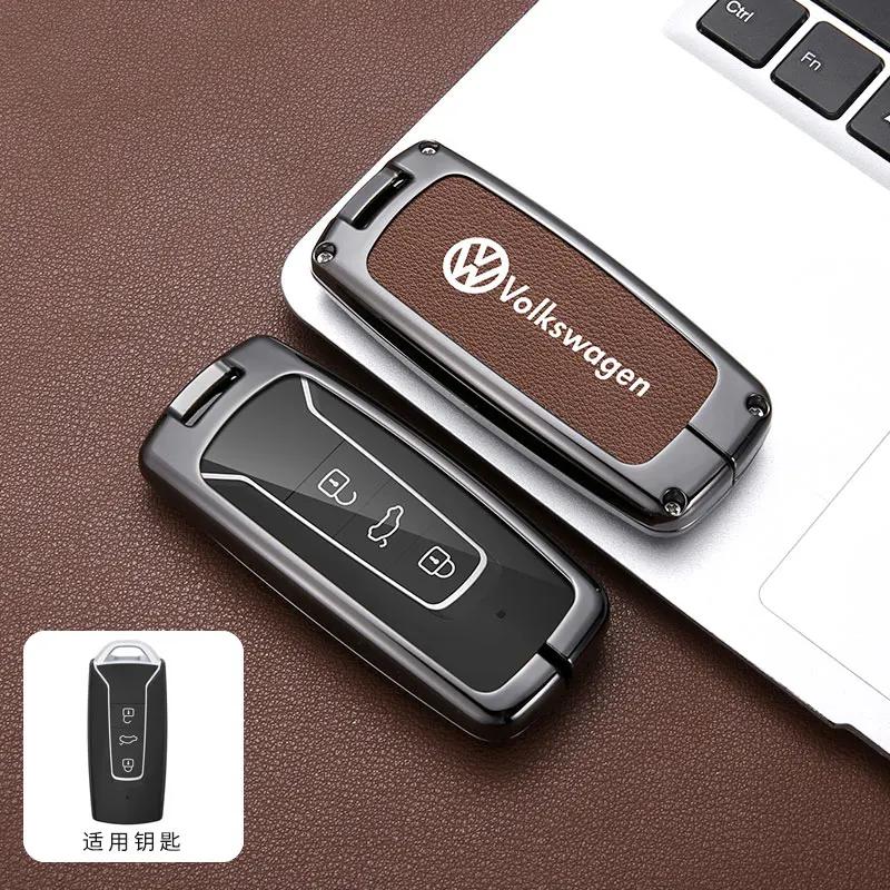 

VW GTI GOLF 2026 Hot For VW VOLKSWAGEN Zinc Alloy Leather Car Key Case Cover Shell Fob For VW Volkswagen Touareg EL 2018 2019 20