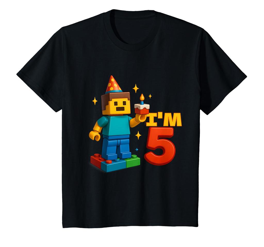 Děti Oslavují 5. Narozeniny Chlapec Stavební Kostky 5. Narozeniny Dívka Tričko