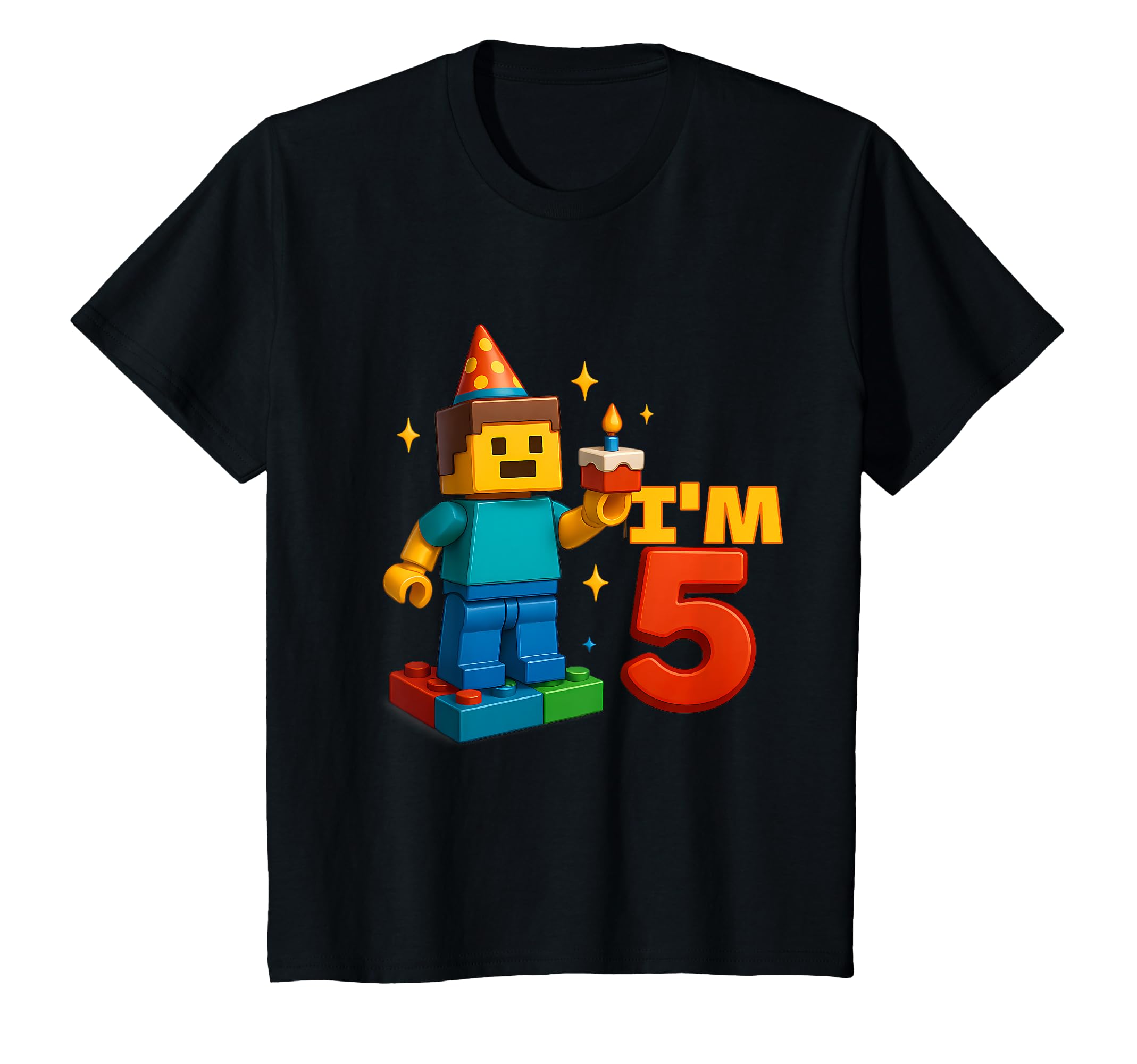 

Kids Turnin 5th Birthday Boy Building Blocks 5th Birthday Girl T-Shirt чорний
