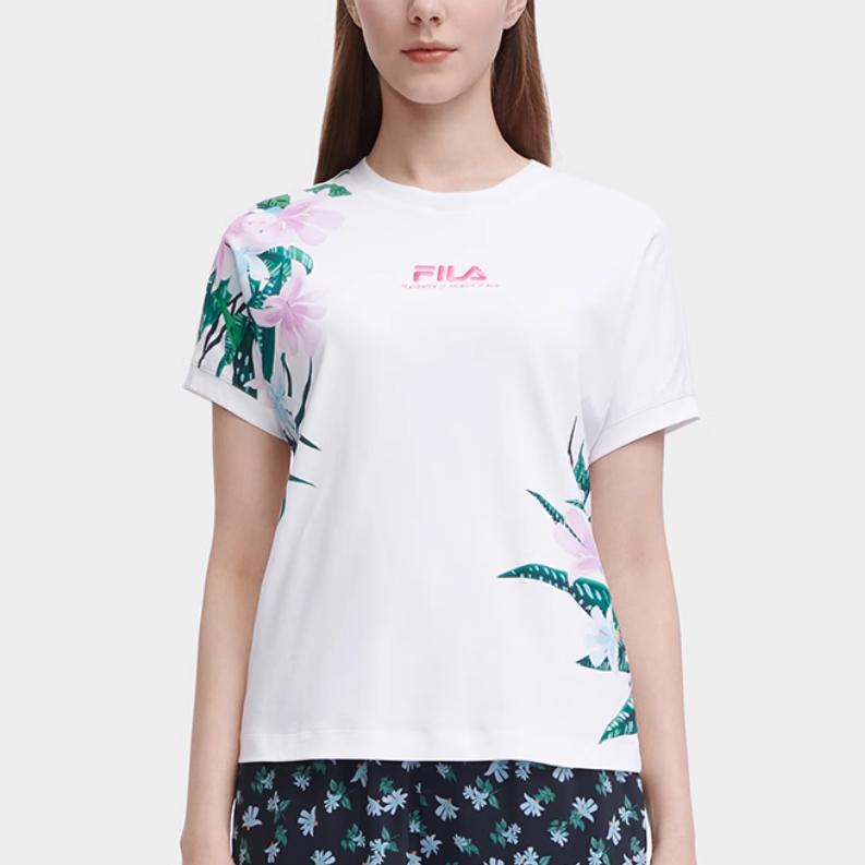 Fila Round Neck Printed Comfortable Short Sleeve Regular T-Shirt Women Tops F61W428104AZA