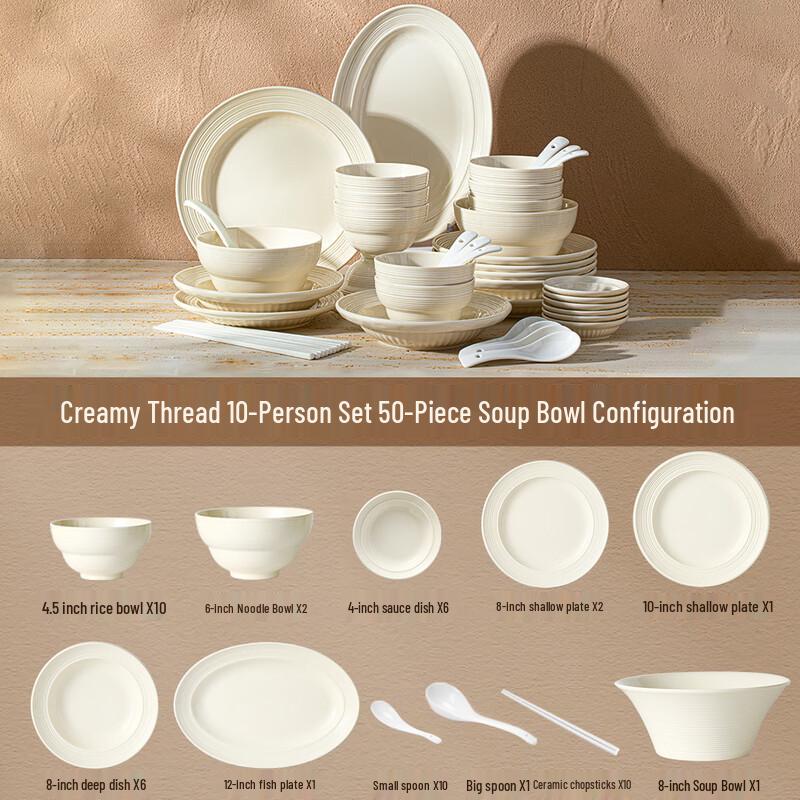 Mode Lanka Cream Ceramic Dinnerware Set