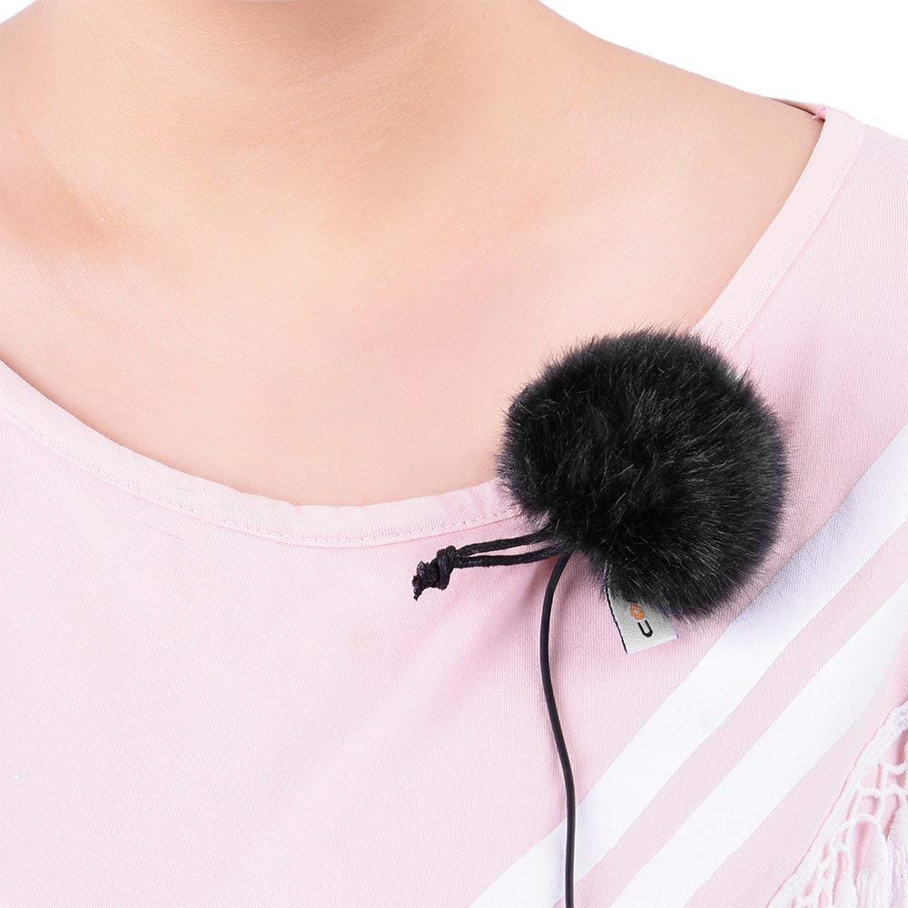 Lapel Microphone Windscreen COMICA Lapel Adjustable Outdoor Fur Mini Microphone Accessory [3-Pack, Black] Windscreen, Anti-Drop, Size, Clip-on