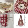 Carto Dog Plaid Stripe Women Shoulder Bags Corduroy Large Capacity College Girls Underarm Tote Bag Casual Female Vest Handbags